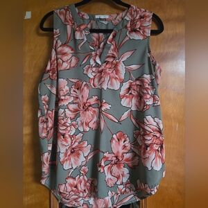 Maurices Floral Sleeveless Blouse - Pink and Gray